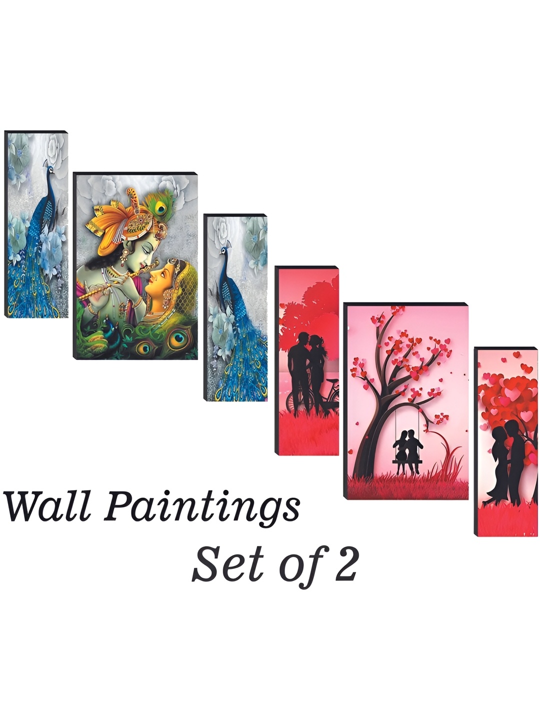

WALLMAX Grey & Pink 6 Pieces Wooden Paintings Wall Art