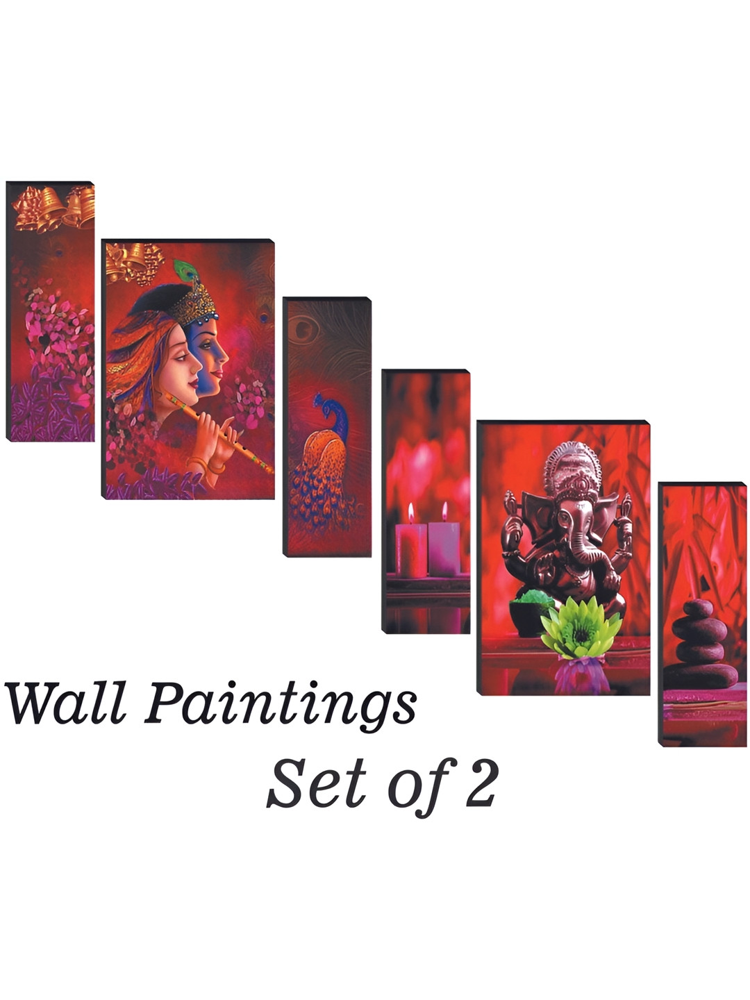 

WALLMAX Red 6 Pieces Wooden Painting Wall Art