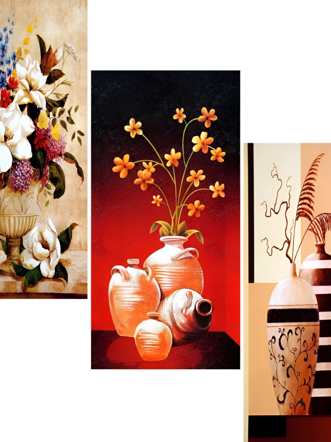 

WALLMAX Beige & Red 3 Pieces Floral and Botanical Wall Arts