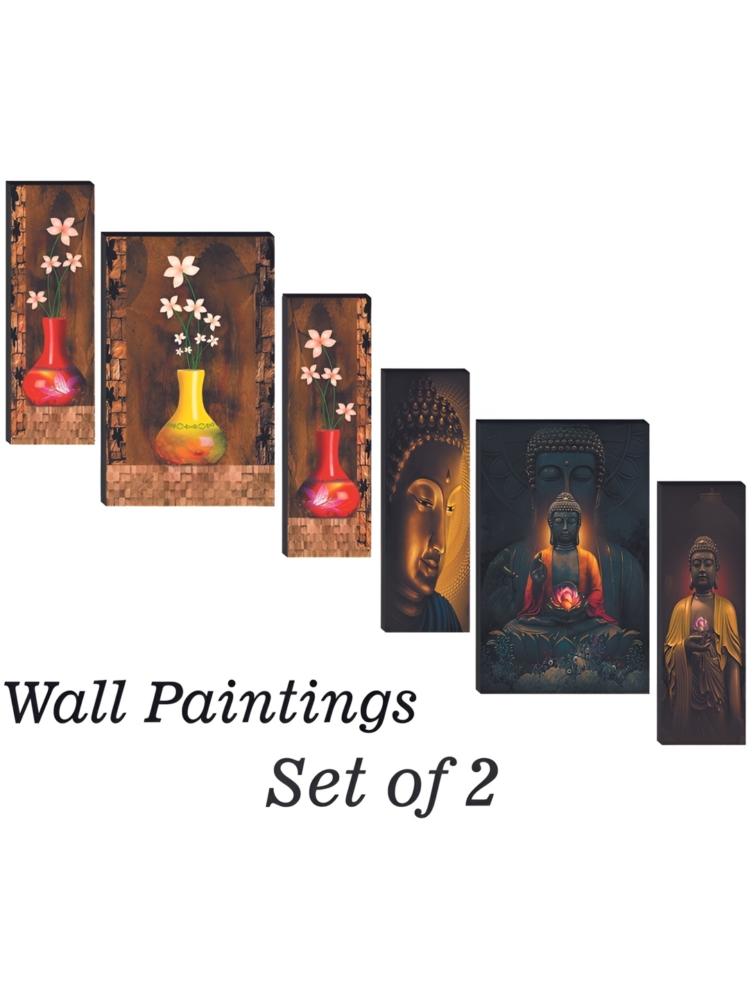 

WALLMAX Black 6 Pieces Wooden Painting Wall Art, Brown