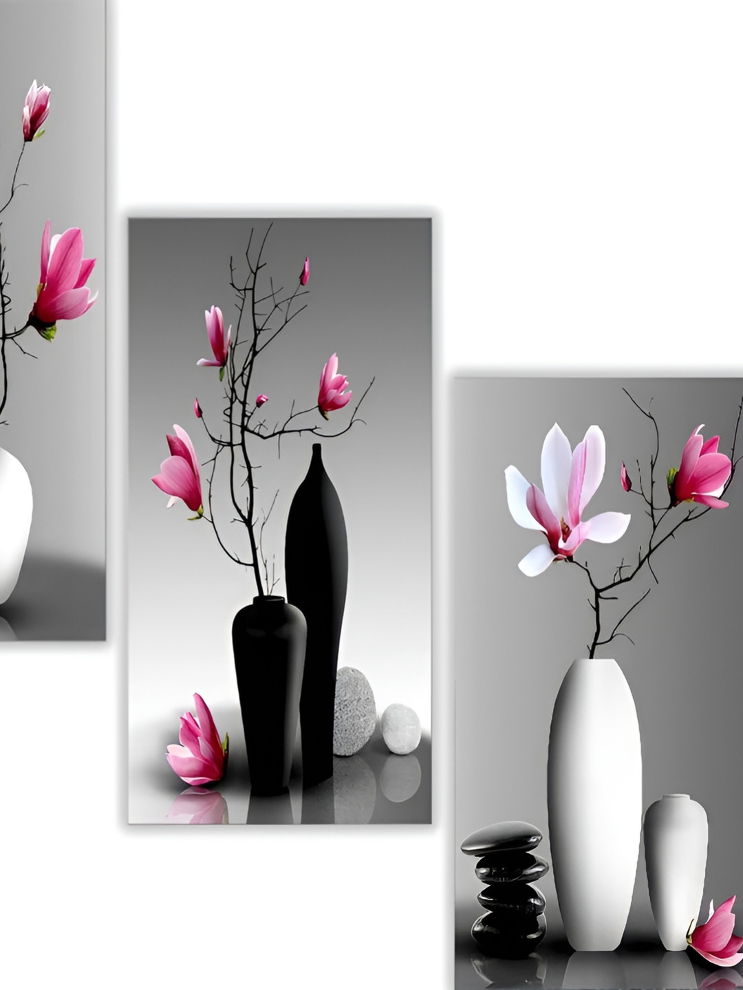 

WALLMAX Grey & Pick 3 Pieces Wooden Paintings Wall Arts, Pink