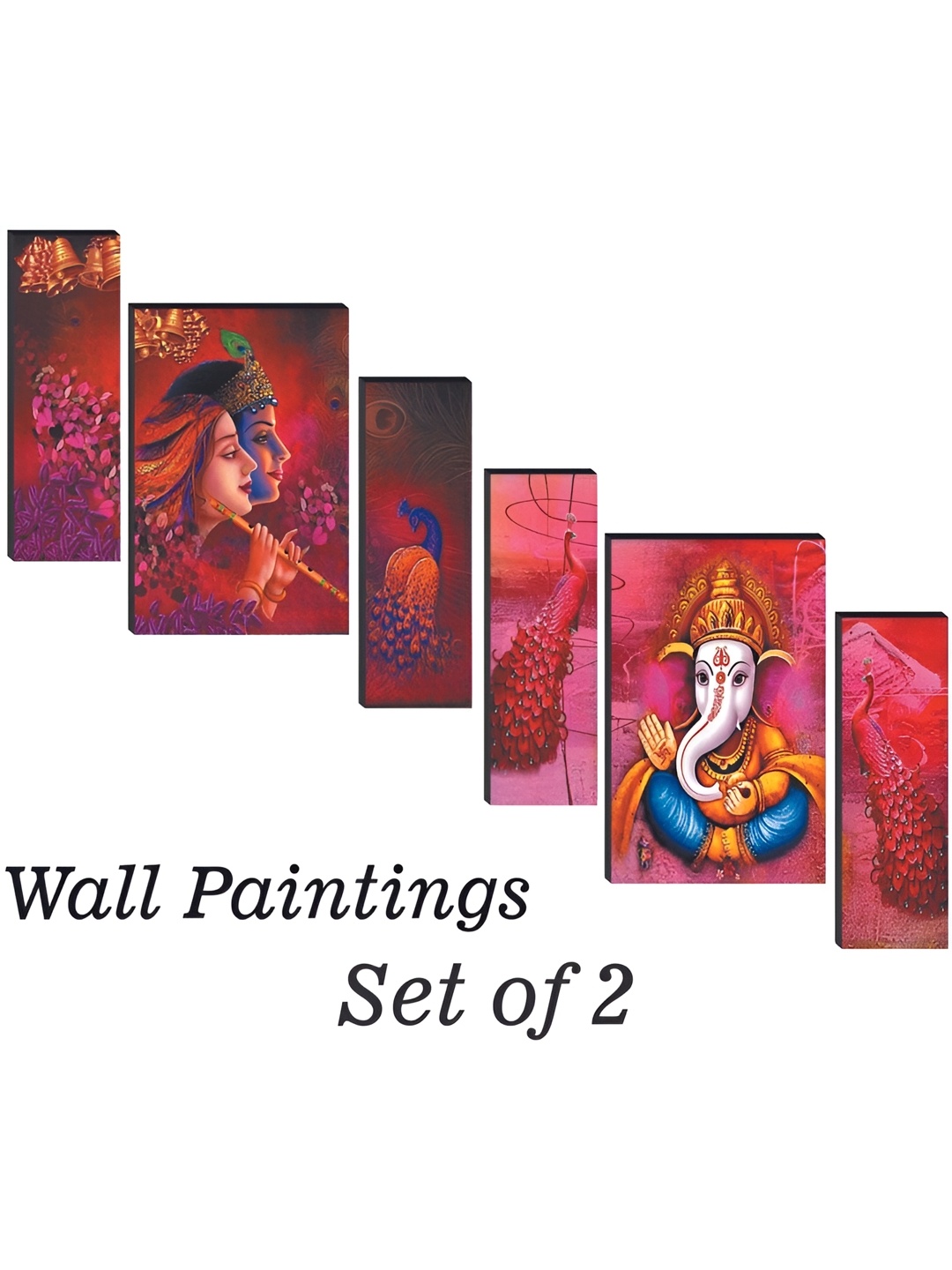 

WALLMAX 6 Pieces Wood Religious Painting Wall Art, Red