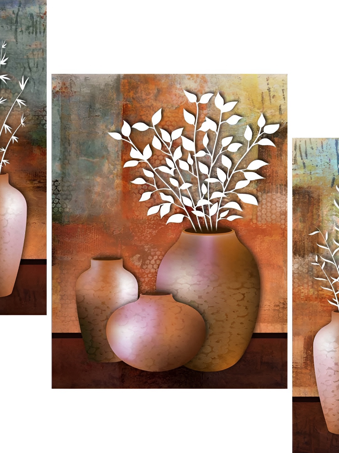 

WALLMAX White & Brown 3 Pieces Wooden Paintings Wall Arts