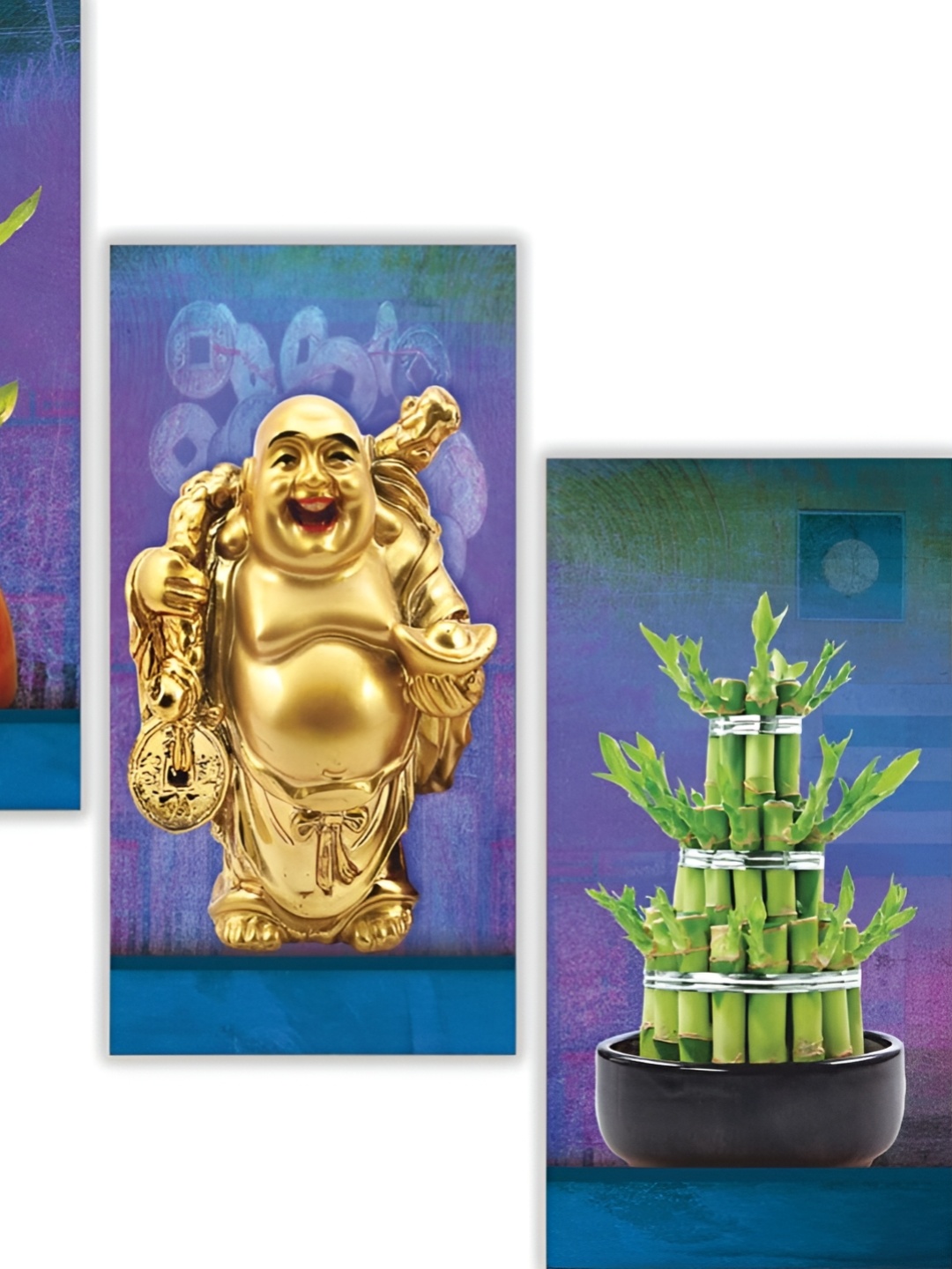 

WALLMAX Gold Toned & Green 3 Piece Wooden Wall Photographs