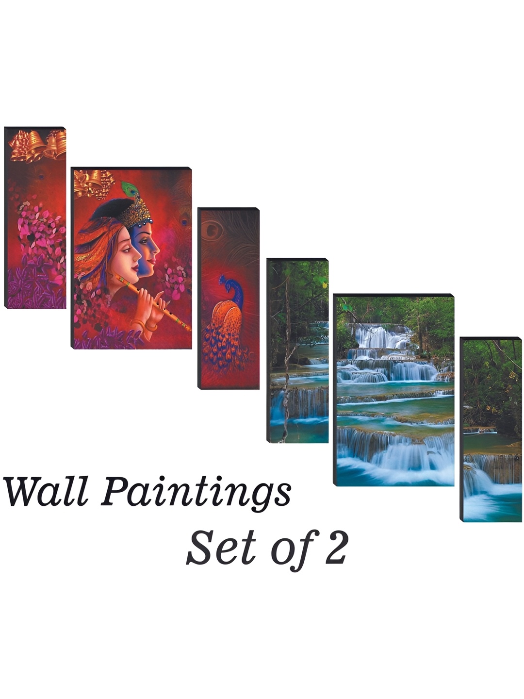 

WALLMAX Red & Green 6 Pieces Wooden Paintings Wall Arts