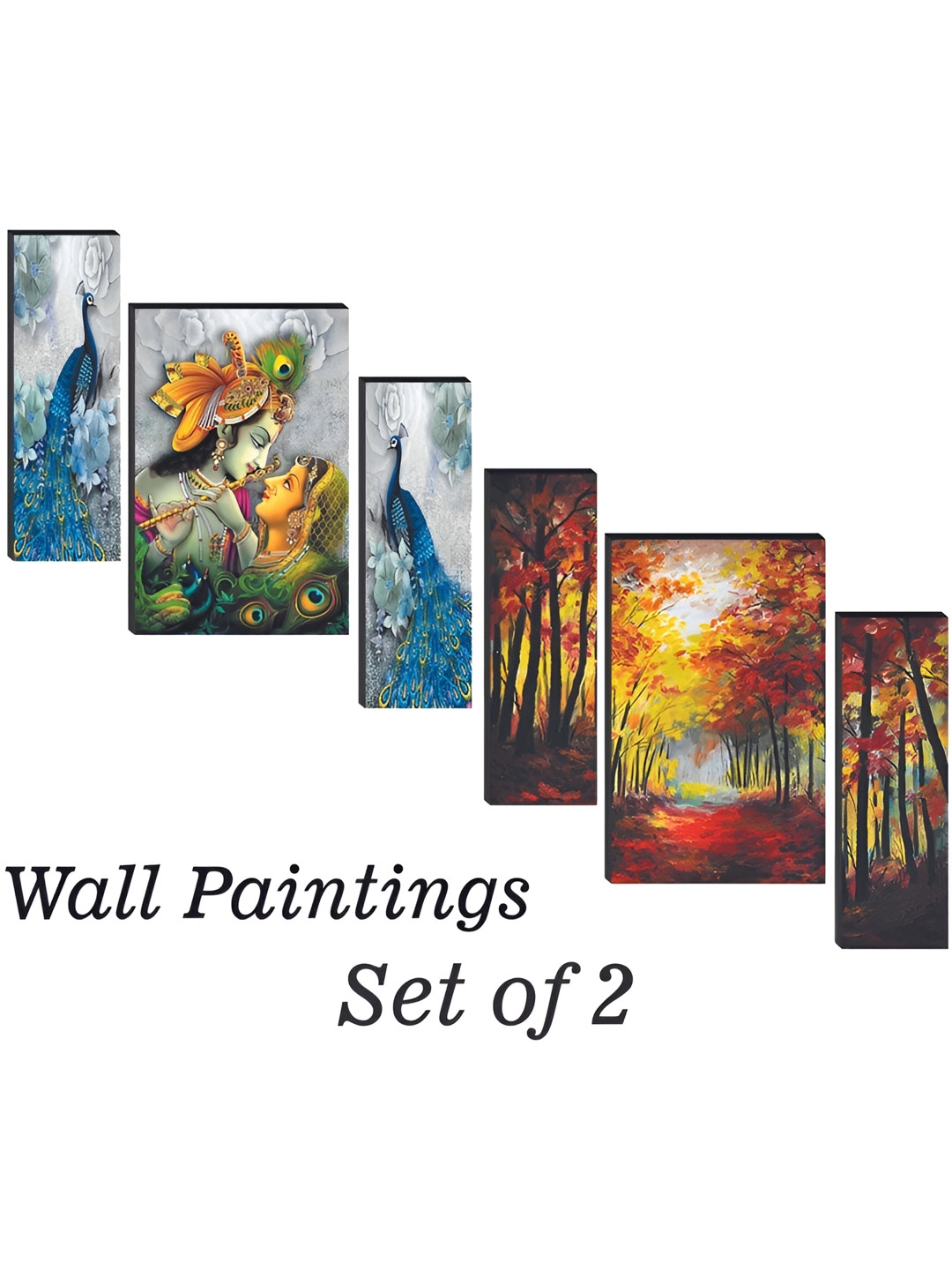 

WALLMAX Blue & Yellow 6 Pieces UV Textured Framed Painting Wall Arts