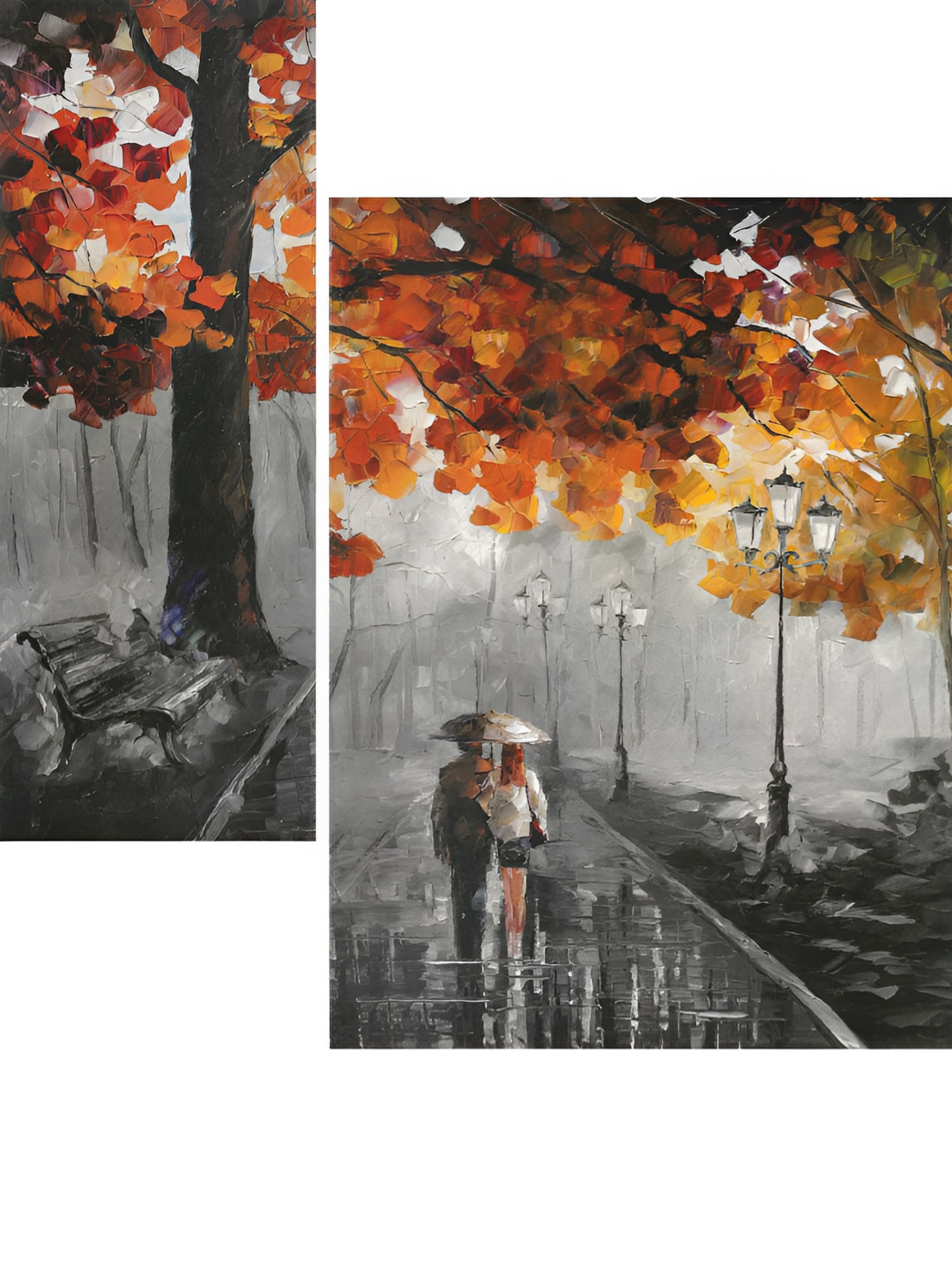 

WALLMAX Brown & Grey 3 Pieces UV Textured Framed Painting Wall Arts