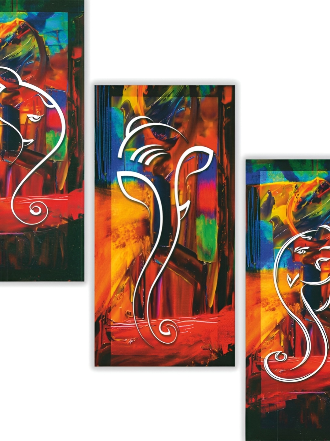 

WALLMAX Red & Blue 3 Pieces UV Textured Framed Painting Wall Arts