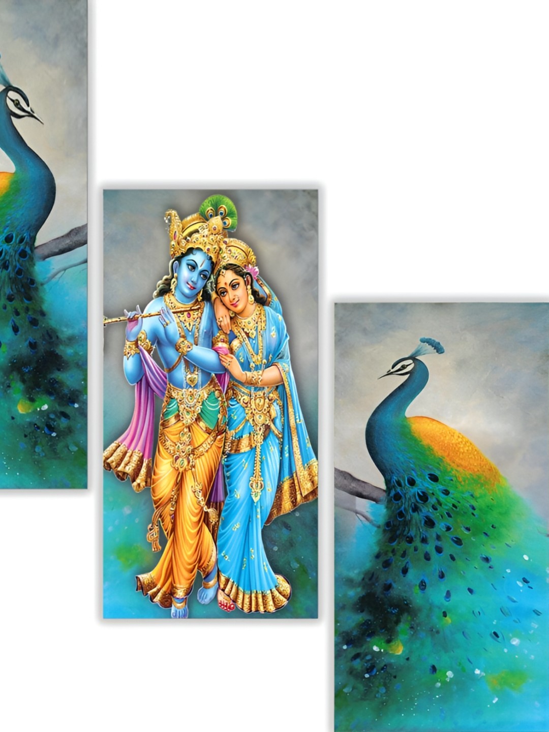 

WALLMAX Blue & Grey 3 Pieces Religious Wall Arts