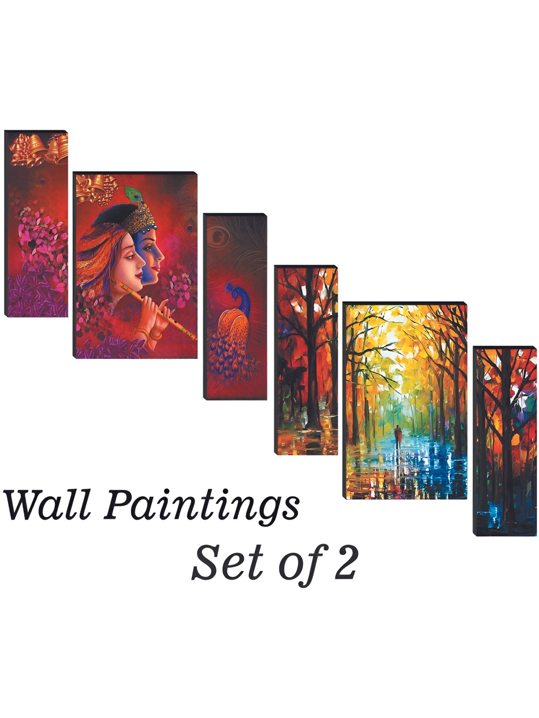 

WALLMAX Red & Yellow 6 Pieces UV Textured Framed Painting Wall Arts