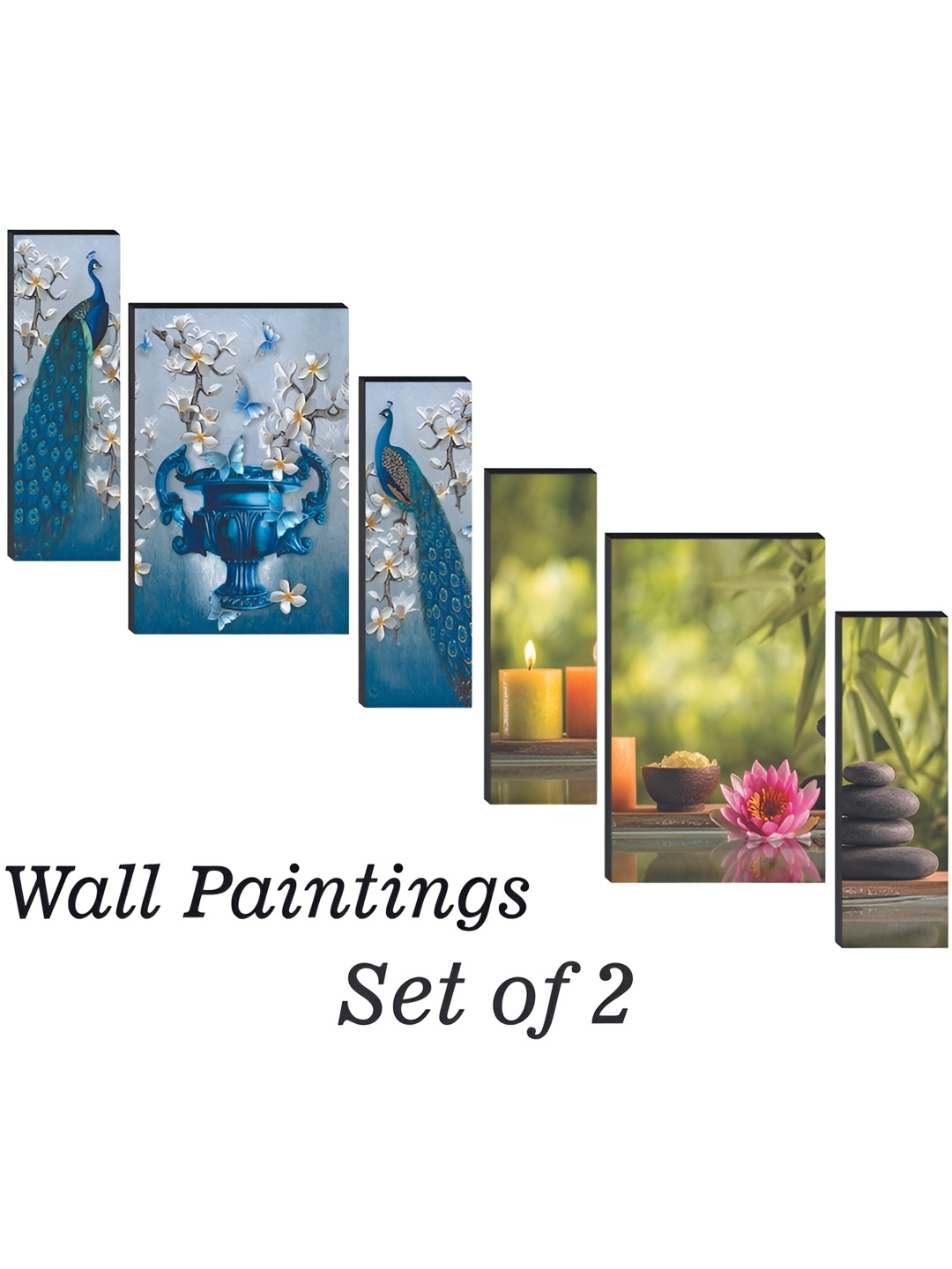 

WALLMAX Blue & Green 6 Pieces UV Textured Framed Painting Wall Arts