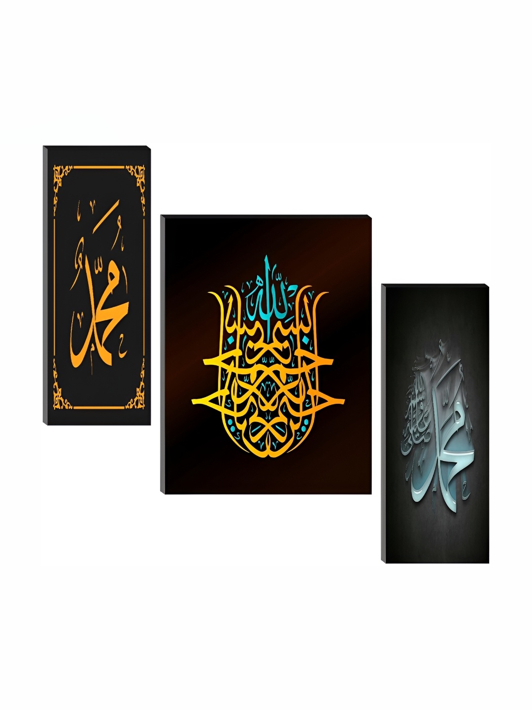 

WALLMAX Black & Gold-Toned 3 Pieces Religious Wall Arts