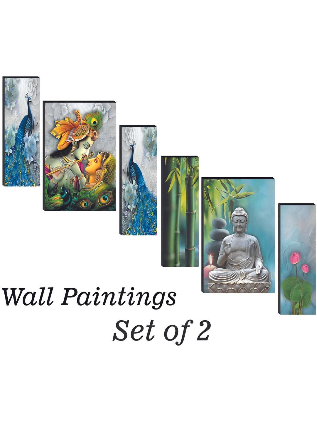 

WALLMAX Blue & Green 6 Pieces UV Textured Framed Painting Wall Arts