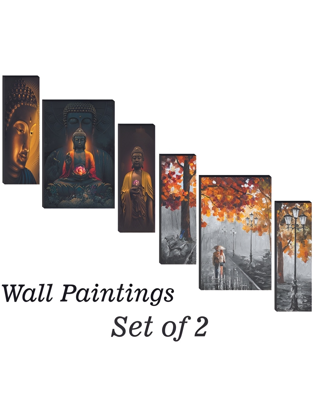 

WALLMAX Black & Grey 6 Pieces Wooden Paintings Wall Arts
