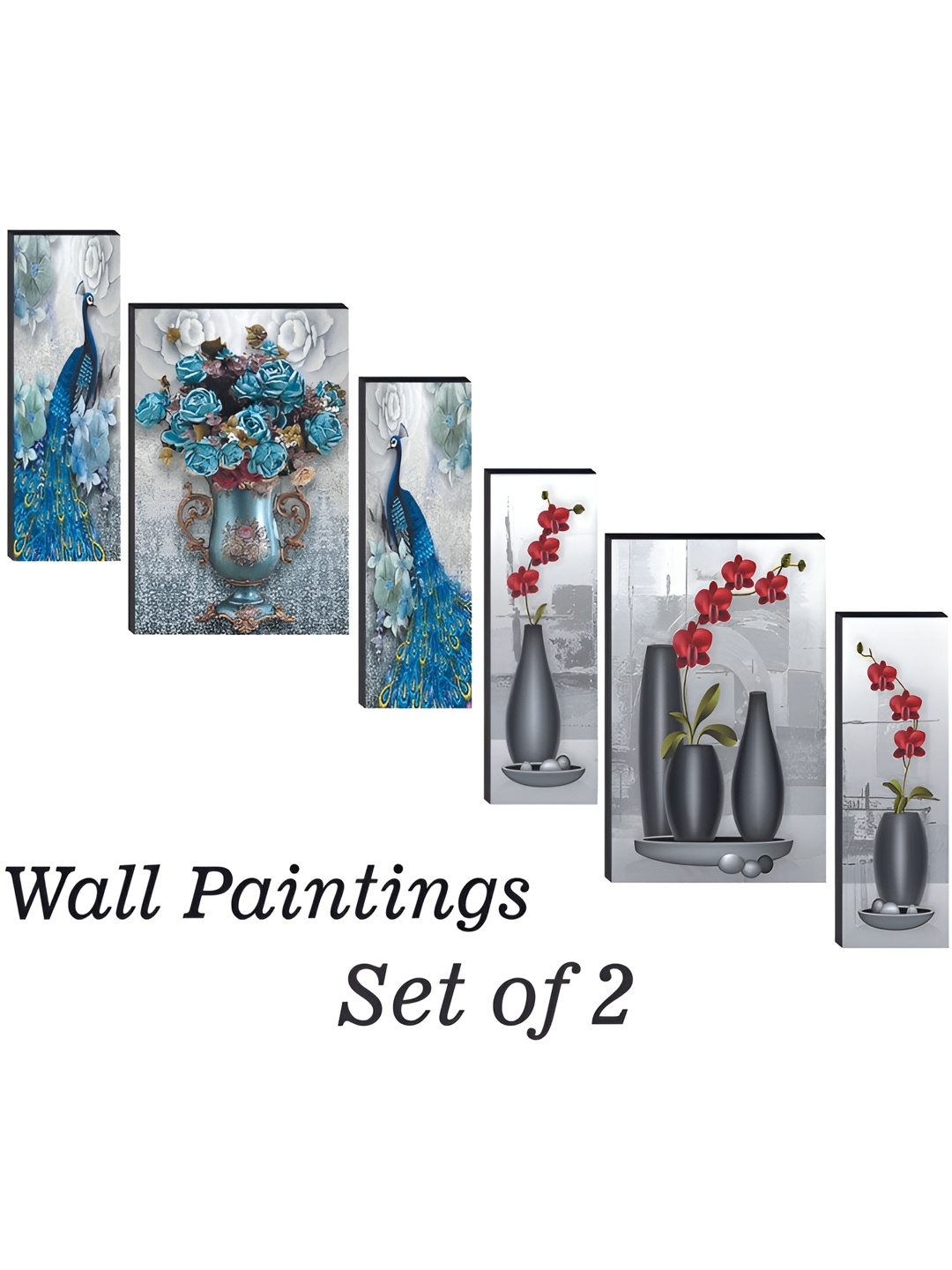 

WALLMAX Blue & Grey 6 Pieces UV Textured Framed Painting Wall Arts