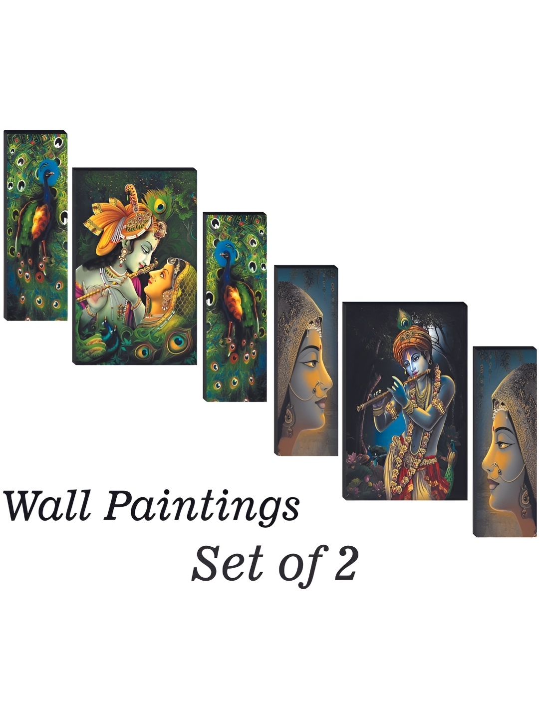 

WALLMAX Green & Blue 6 Pieces UV Textured Framed Painting Wall Arts