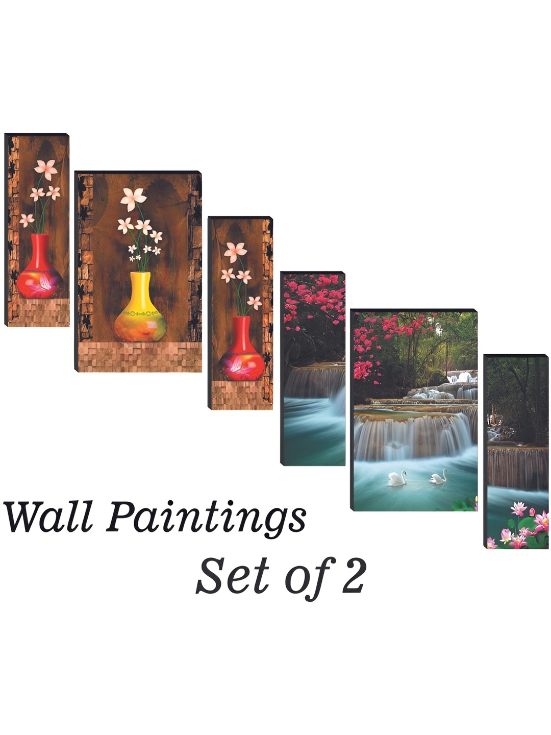 

WALLMAX Red & Blue 6 Pieces UV Textured Framed Painting Wall Arts