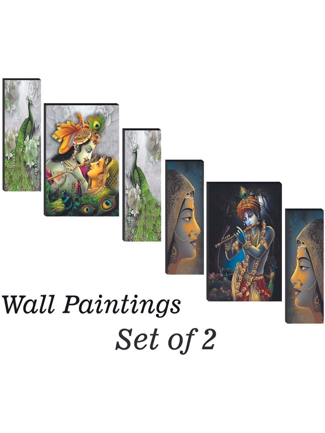 

WALLMAX Green & Blue 6 Pieces UV Textured Framed Painting Wall Arts