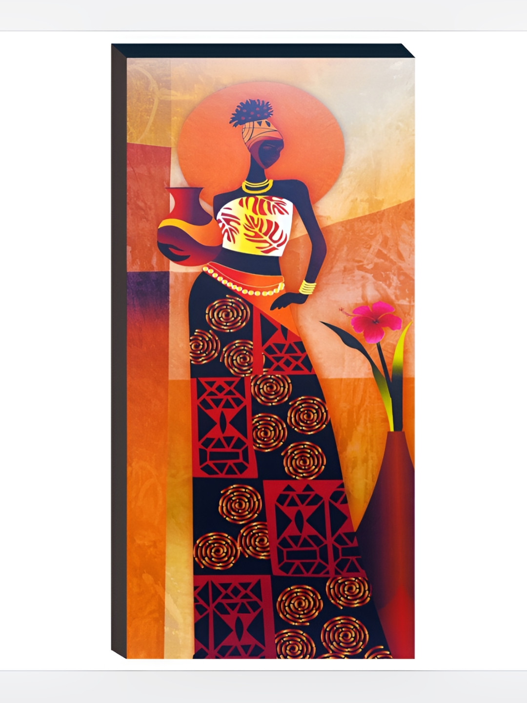 

WALLMAX Orange & Black Wooden Paintings Wall Arts