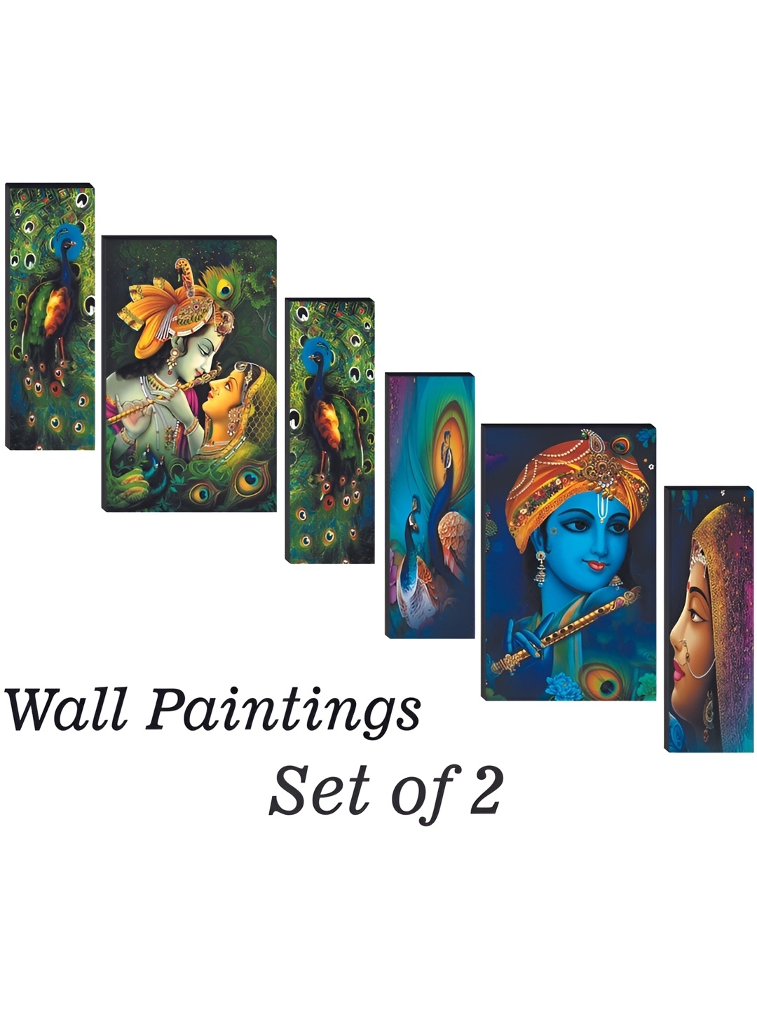 

WALLMAX Green & Blue 6 Pieces Religious Wall Arts