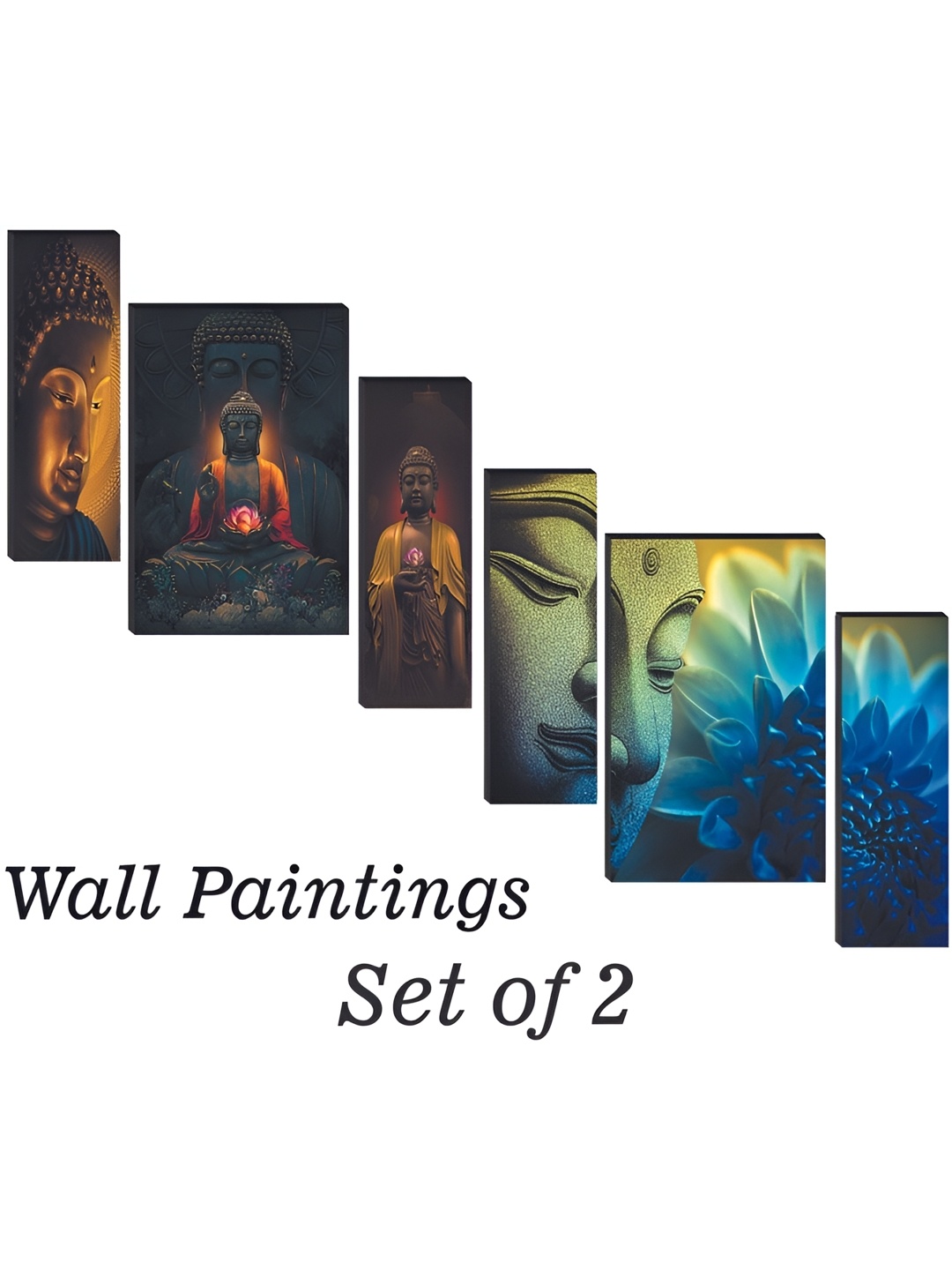 

WALLMAX Blue & Brown 6 Pieces UV Textured Framed Painting Wall Arts