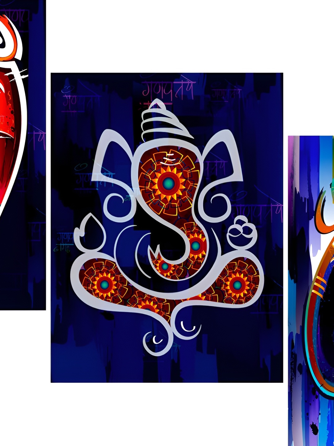 WALLMAX Blue & Red 3 Pieces Religious Wall Arts
