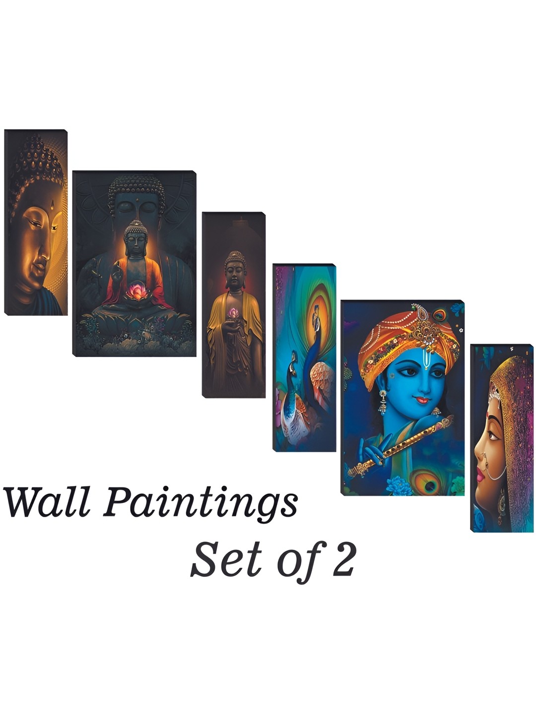 

WALLMAX Brown & Blue 6 Pieces Religious Wall Arts