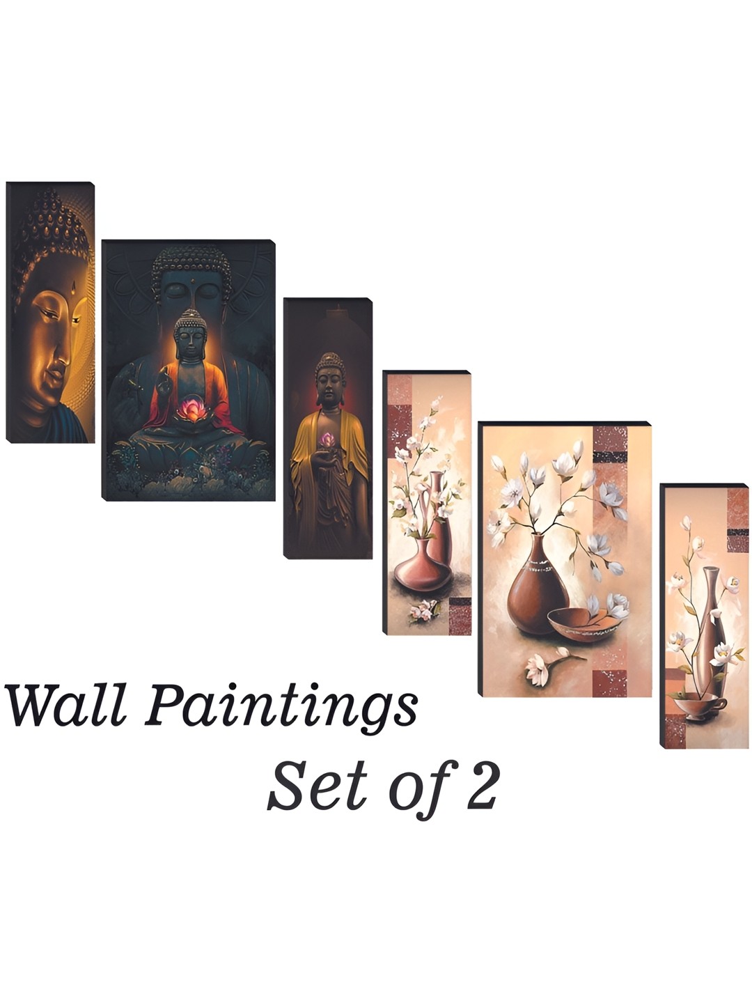 

WALLMAX Brown & White 6 Pieces UV Textured Framed Painting Wall Arts