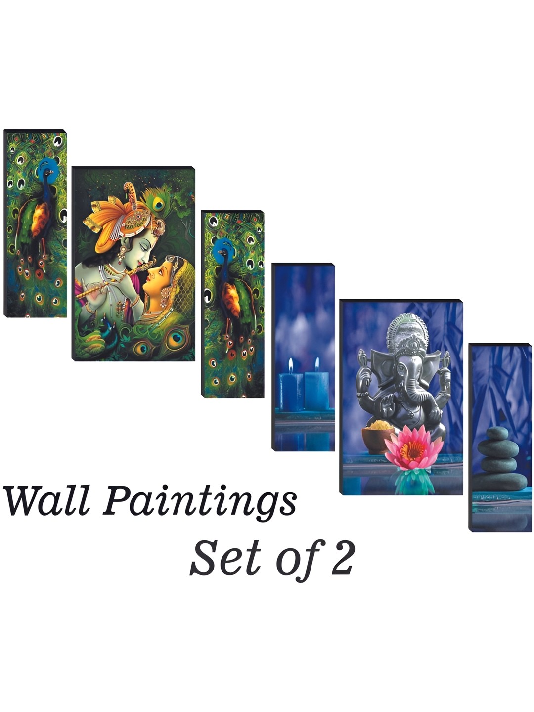 

WALLMAX Green & Blue 6 Pieces UV Textured Framed Painting Wall Arts