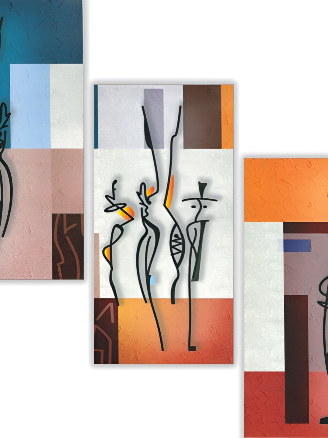 

WALLMAX Blue & White 3 Pieces Abstract Wall Arts