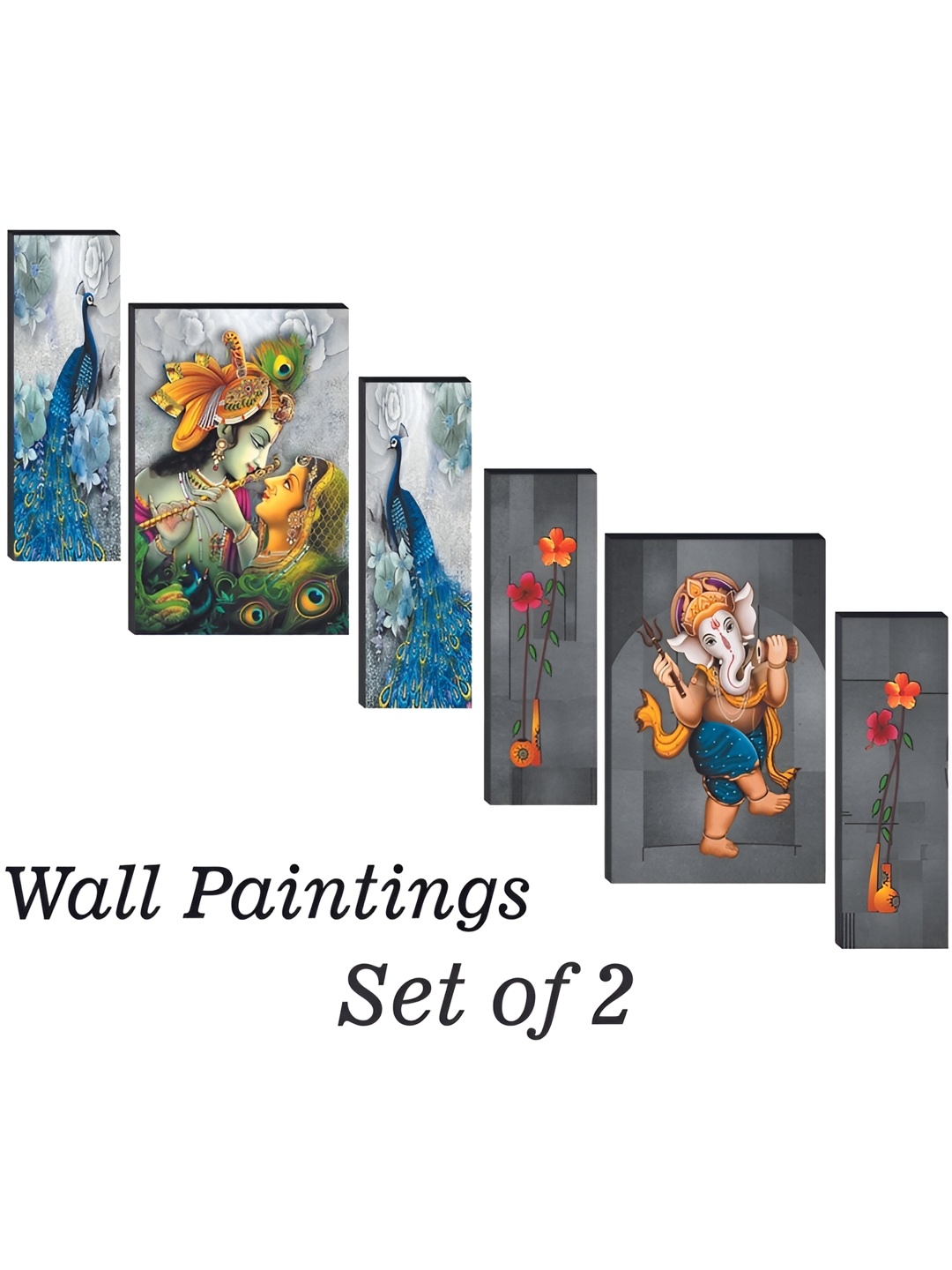 

WALLMAX Blue & Grey 6 Pieces UV Textured Framed Painting Wall Arts