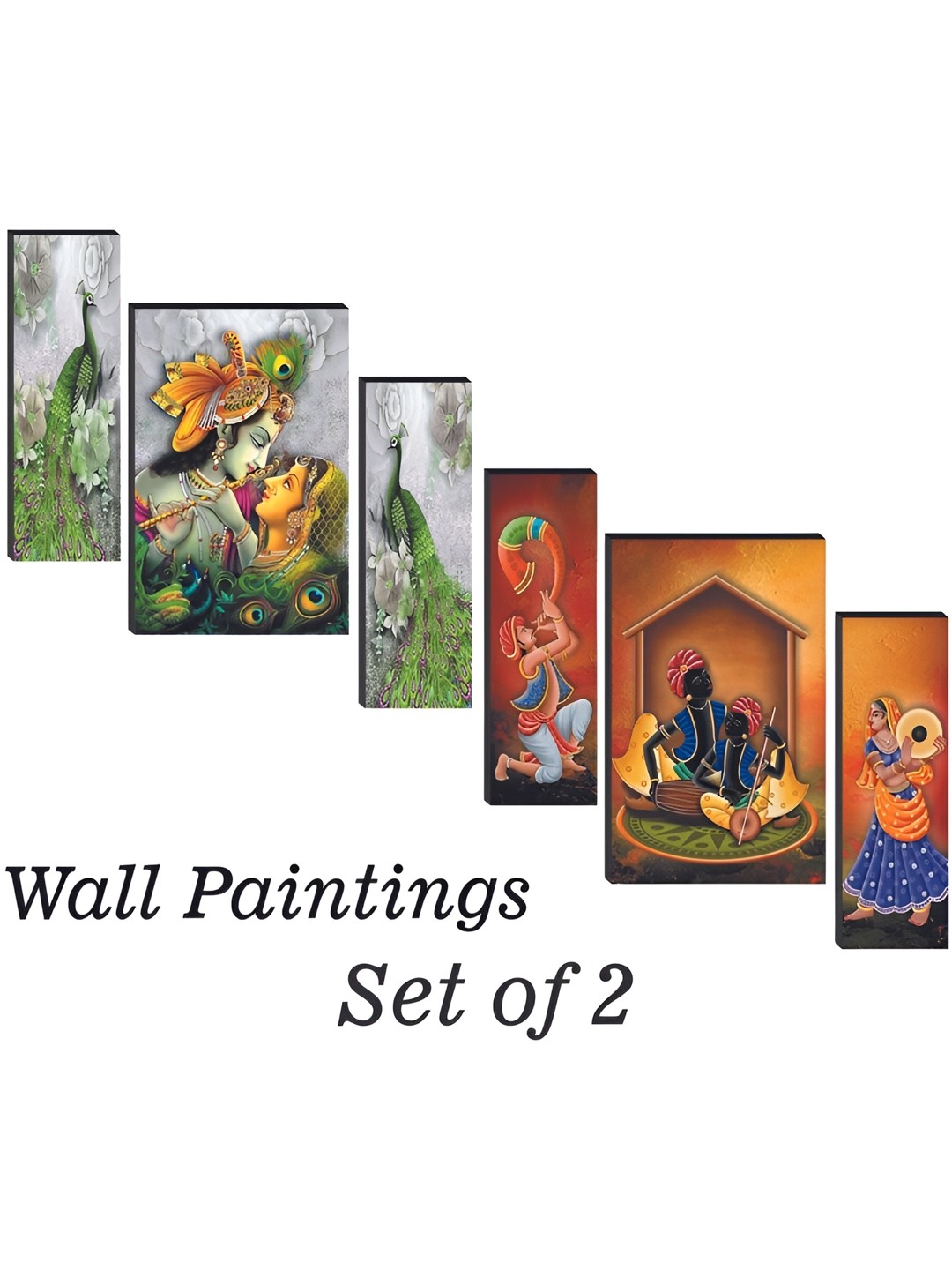 

WALLMAX Red & Green 6 Pieces UV Textured Framed Painting Wall Arts