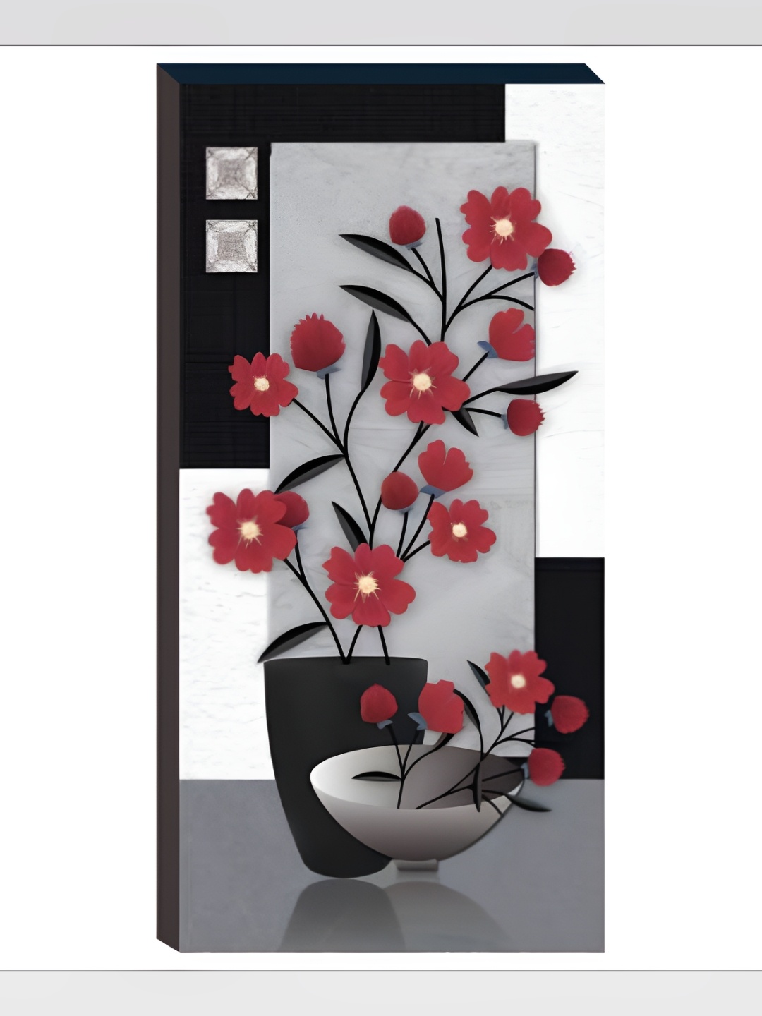 

WALLMAX White & Red Floral and Botanical Wall Art