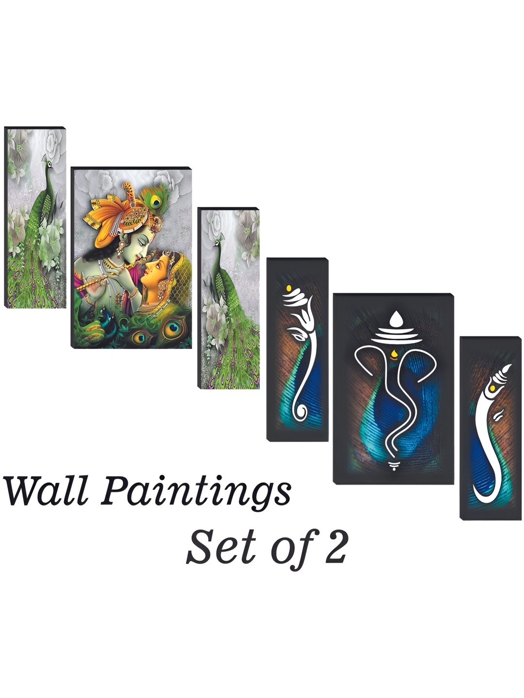 

WALLMAX Green & Blue 6 Pieces UV Textured Framed Painting Wall Arts