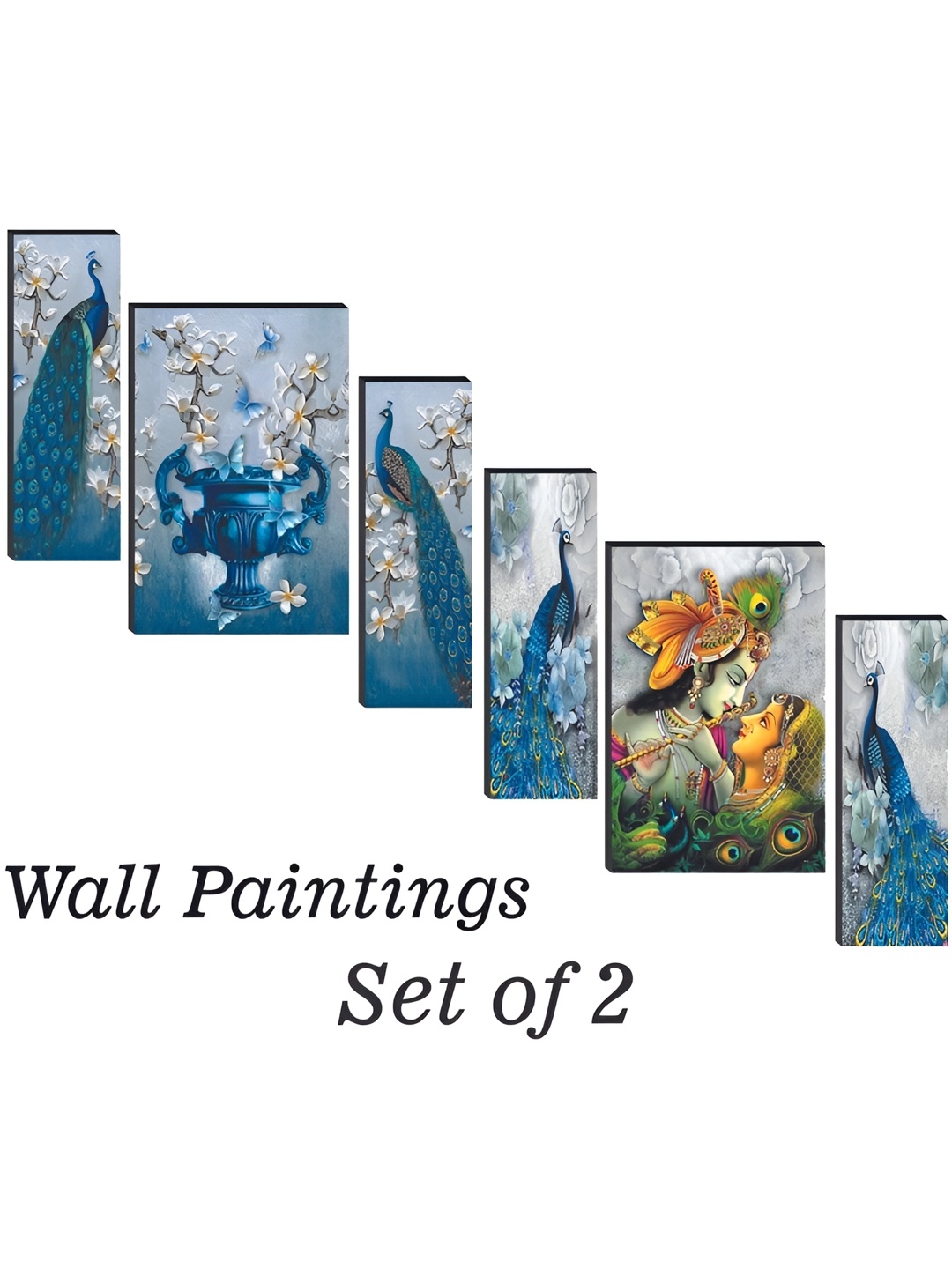 

WALLMAX Blue & Green 6 Pieces UV Textured Framed Painting Wall Arts
