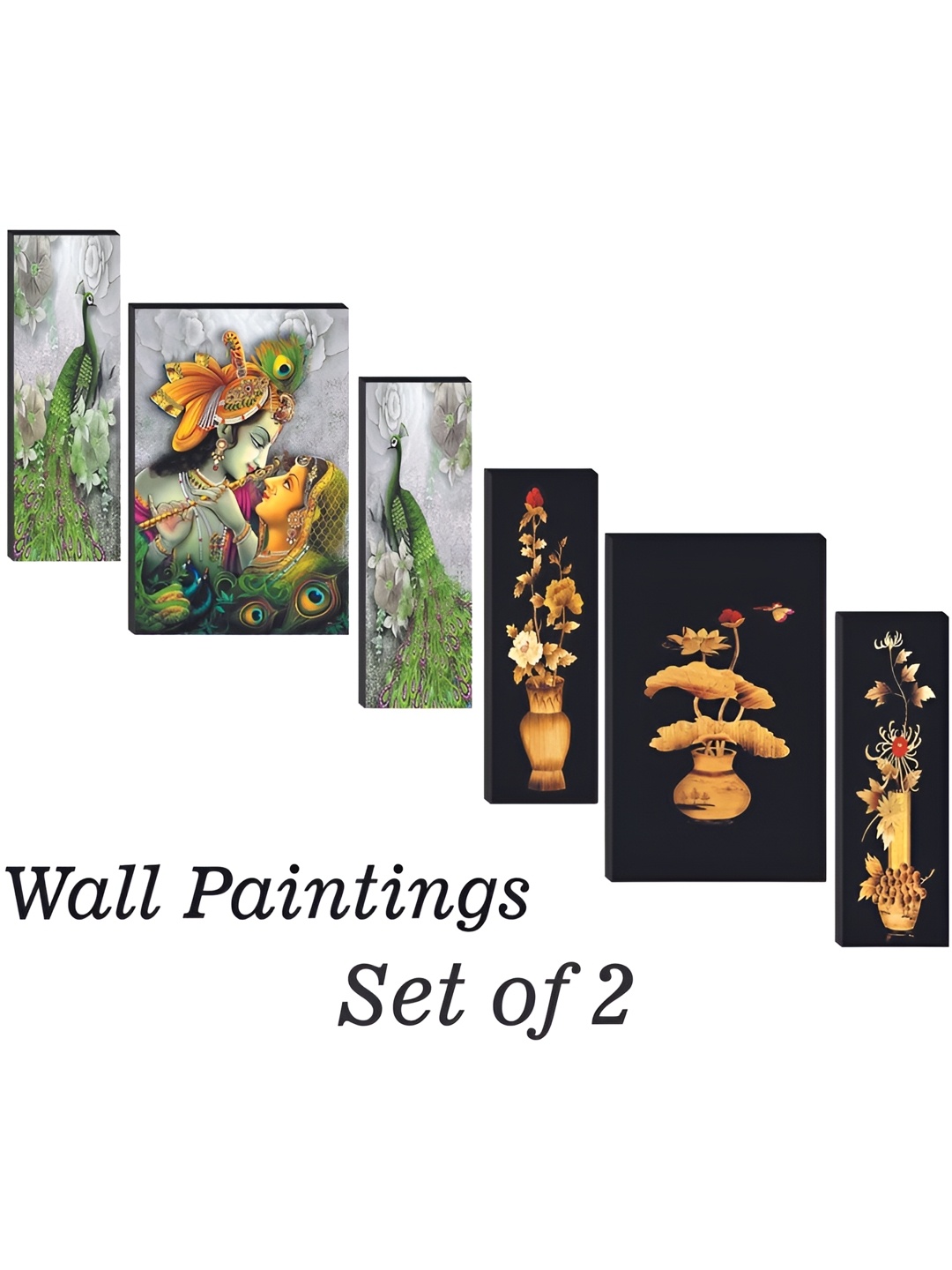

WALLMAX Green & Brown 6 Pieces UV Textured Framed Painting Wall Arts