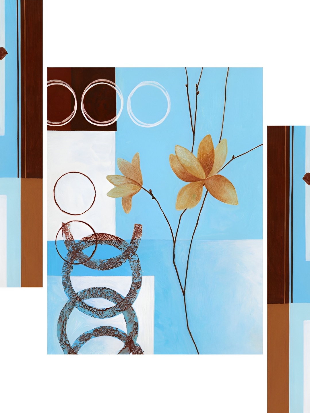 

WALLMAX Blue & White 3 Pieces Abstract Wall Arts