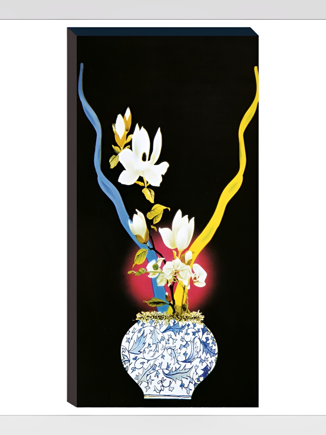 

WALLMAX Black & White 3 Pieces Flower Vases UV Textured Framed Painting Wall Arts