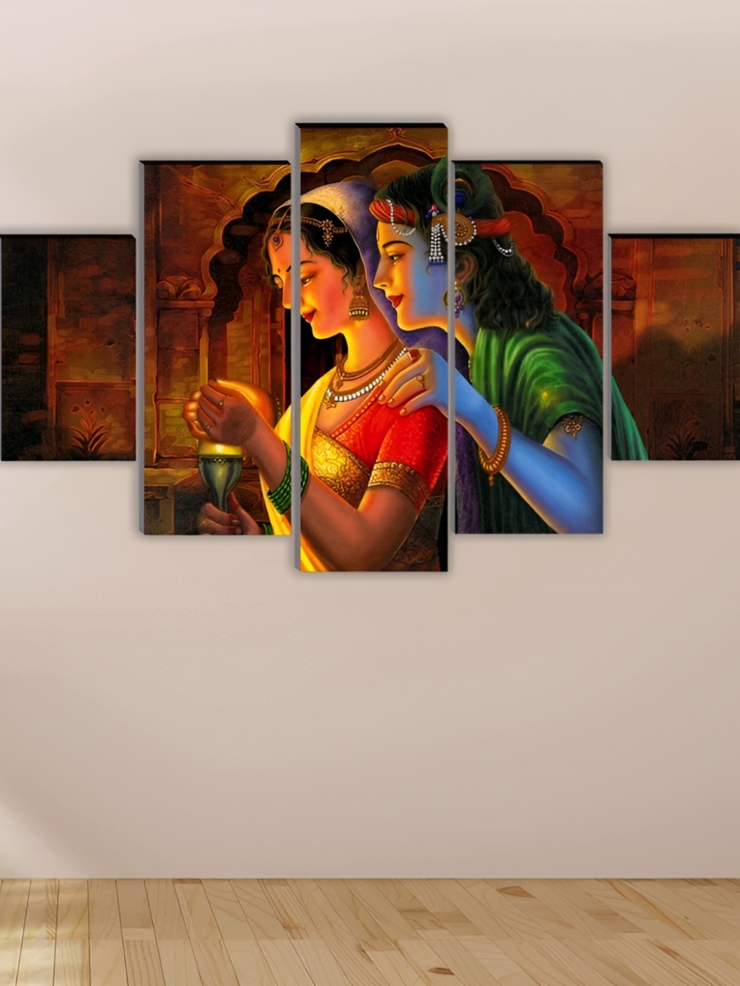 

WALLMAX Brown 5 Pieces Wooden Paintings Wall Arts
