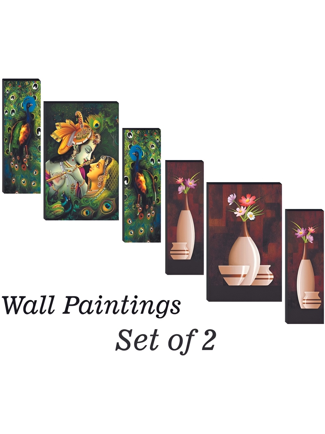 

WALLMAX 6 Pieces Green & Brown UV Textured MDF Framed Paintings Wall Art