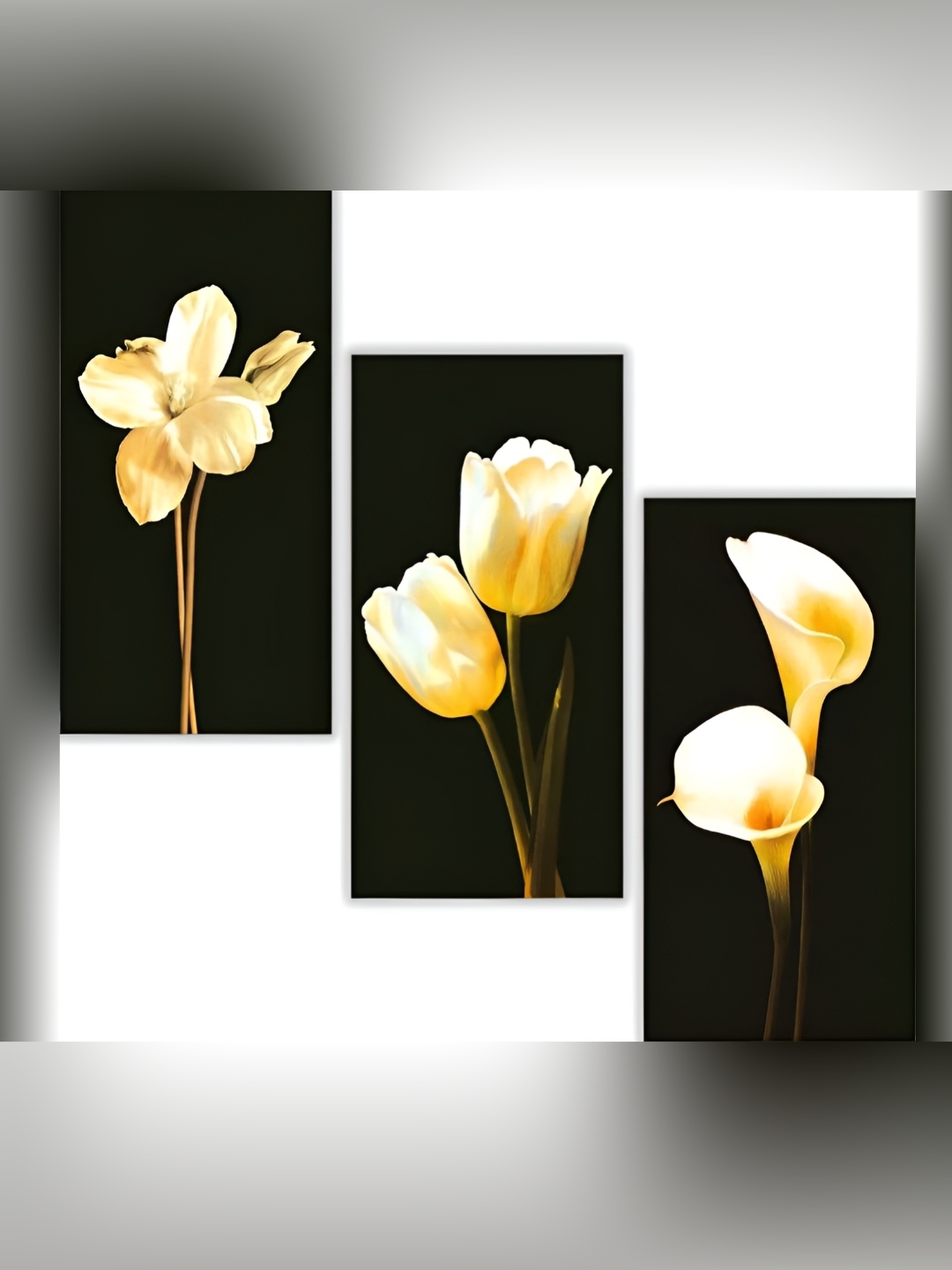 

WALLMAX Black 3 Pieces UV Textured Framed Painting Wall Arts