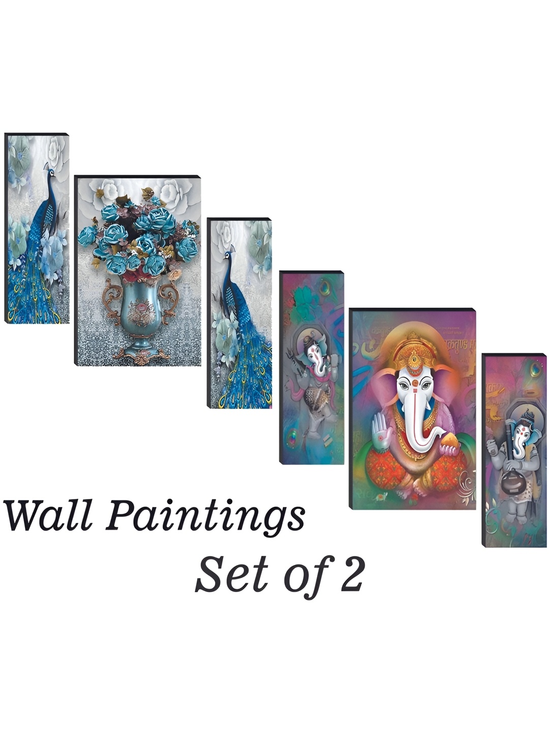 

WALLMAX Blue & Red 6 Pieces UV Textured Framed Painting Wall Arts