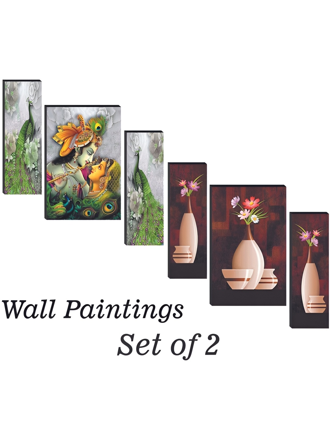 

WALLMAX Green & White 6 Pieces Religious Wall Arts