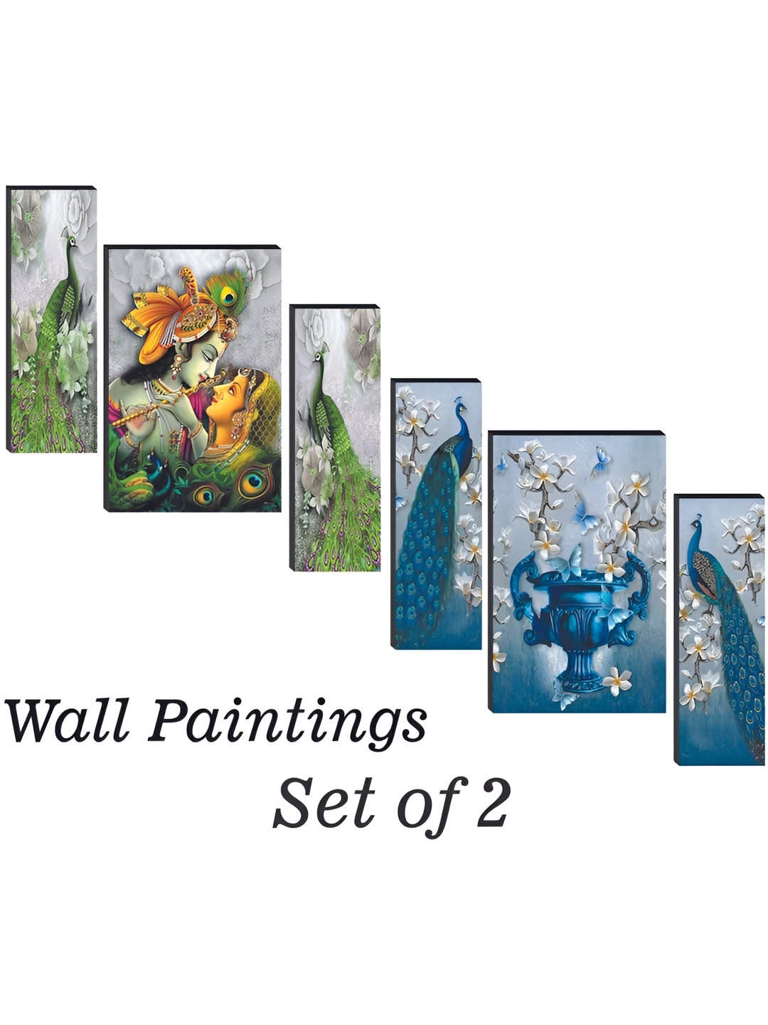 

WALLMAX Green & Blue 6 Pieces Wooden Painting Wall Art