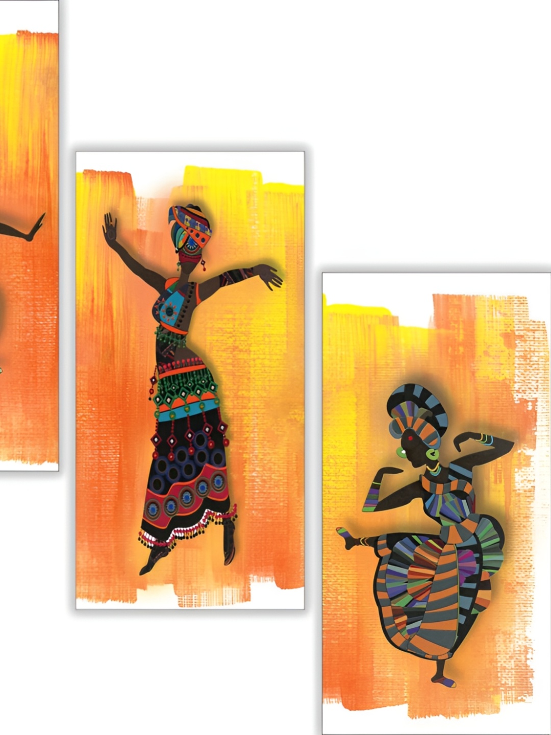 

WALLMAX 3 Pieces Yellow & Red UV Textured MDF Framed Painting Wall Art