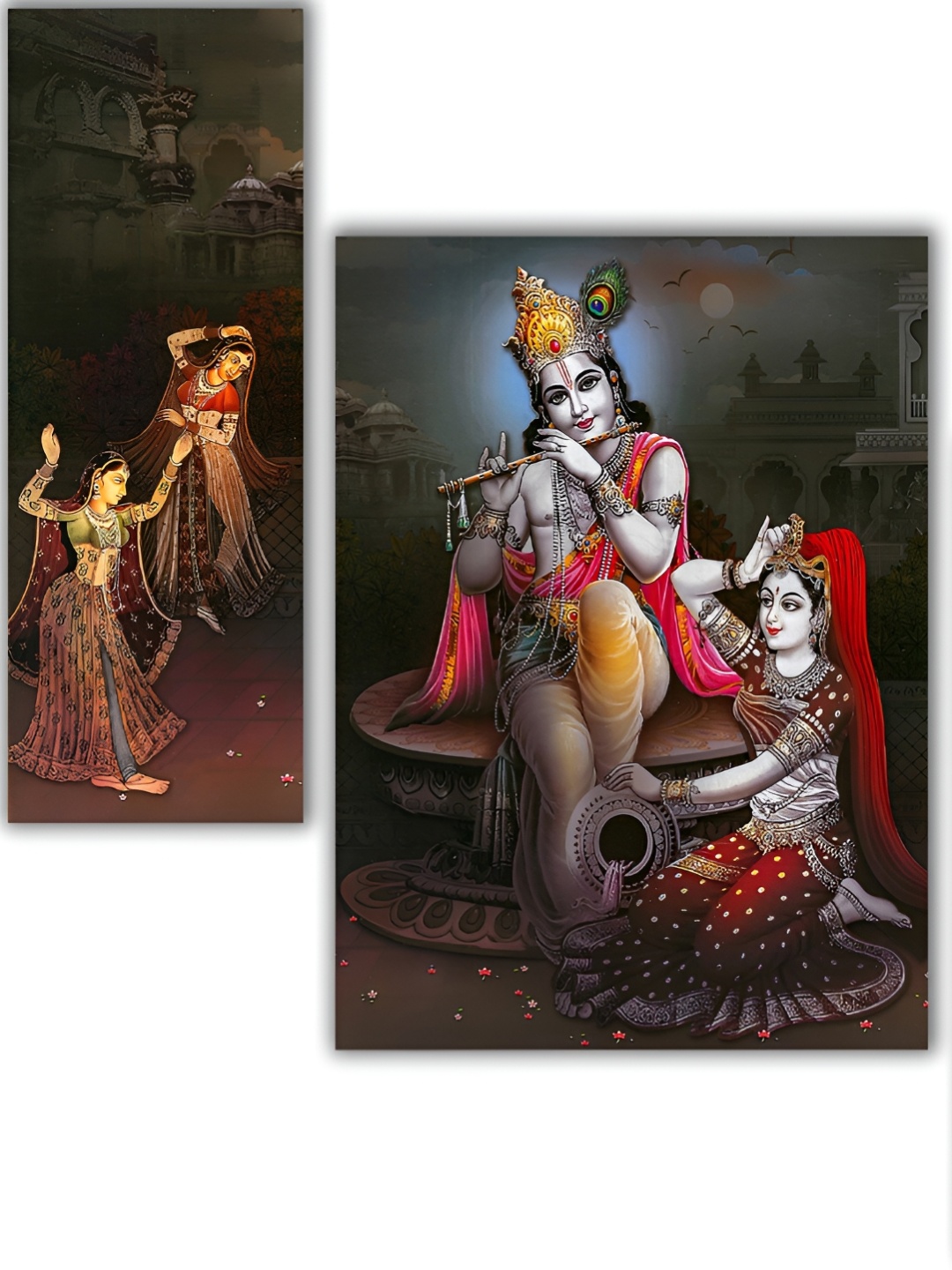 

WALLMAX White & Red 3 Pieces Wooden Paintings Wall Arts