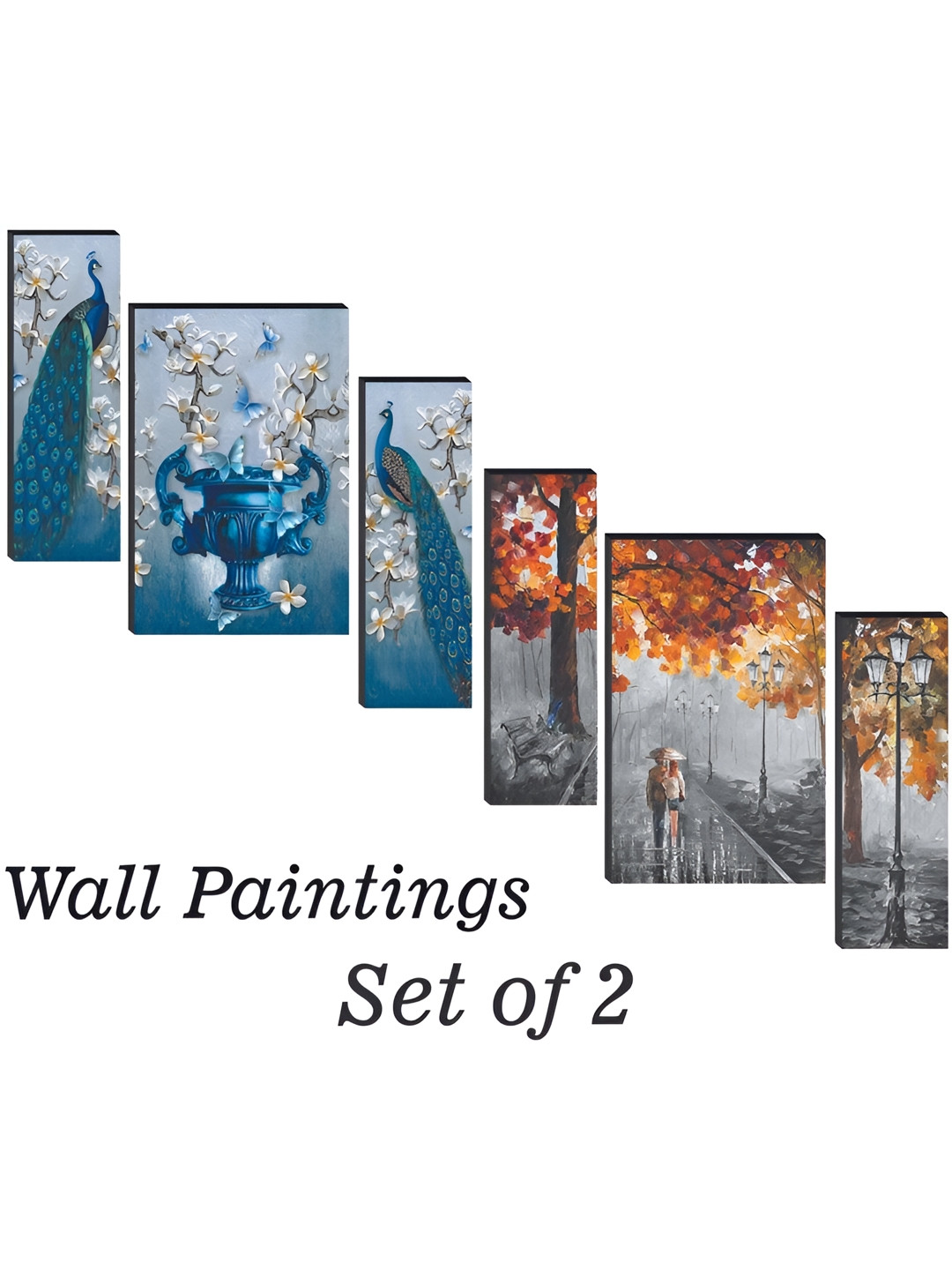 

WALLMAX Blue & Brown 6 Pieces UV Textured Framed Painting Wall Arts