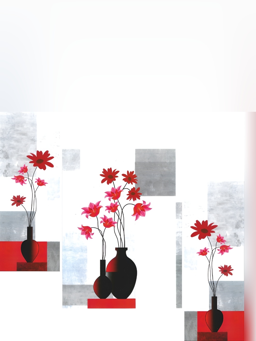

WALLMAX White & Red 3 Pieces Painting Wall Art, Grey