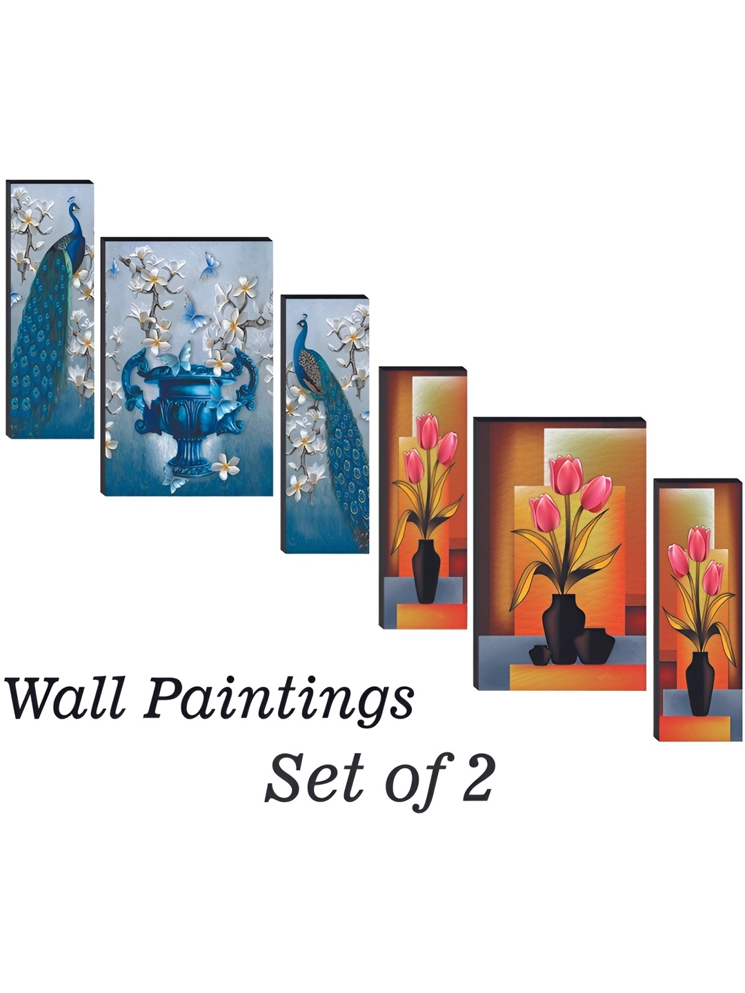 

WALLMAX Blue & Pink 6 Pieces Painting Wall Art