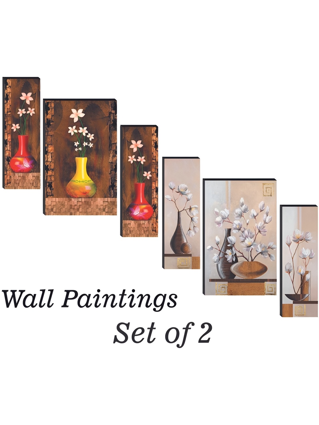 

WALLMAX Beige & Peach 6 Pieces Wooden Painting Wall Art